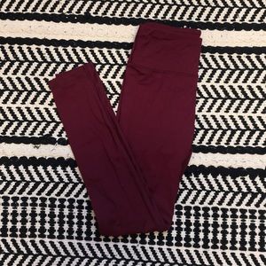 Burgundy High Rise Leggings